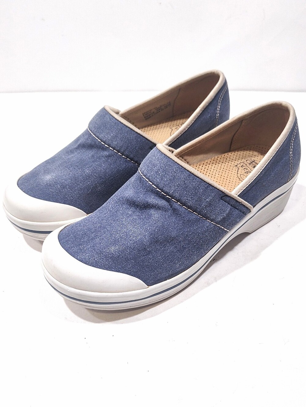 Dansko Volley Vegan Canvas Clogs Blue Twill Slip On Shoes Womens EU 38 US 7.5-8